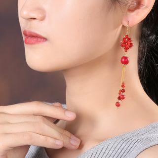 Bead Drop Ear Stud / Clip-on Earring