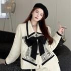 Ribbon Accent Button-up Jacket