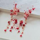Wedding Set: Branches Hair Clip + Fringed Earring 1 Pair Hair Clips & 1 Pair Clip On Earrings - One Size