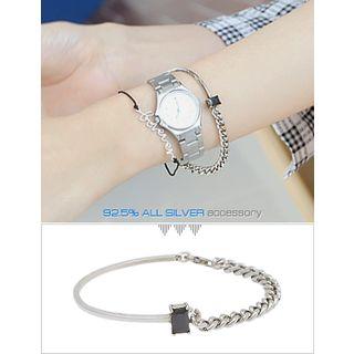 Rhinestone Chain Silver Bracelet