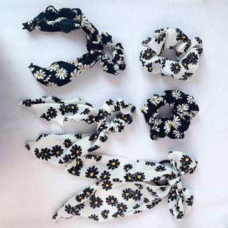 Daisy Print Hair Tie