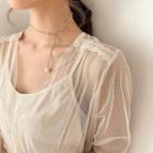 Faux Pearl Pendant Y Choker Bowpearl - Necklace - One Size