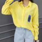 Letter-printed Crinkled Lightweight Shirt