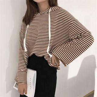 Striped Loose-fit Hooded Pullover
