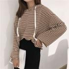 Striped Loose-fit Hooded Pullover