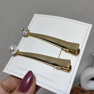 Set Of 2: Rhinestone / Faux Pearl Hair Clip As Shown In Figure - One Size