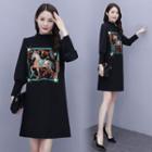 Horse Embellished Mini Sweatshirt Dress