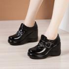 Platform Wedge Heel Shirred Loafers