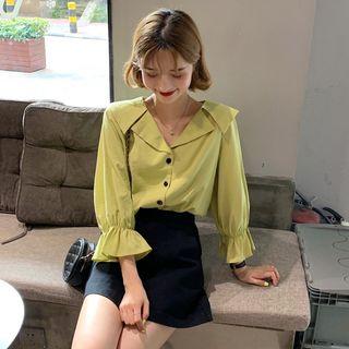 Bell-sleeve Collared Blouse