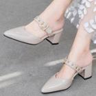 Buckled Strap Chunky Heel Mules