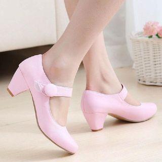 Chunky-heel Strapped Flats