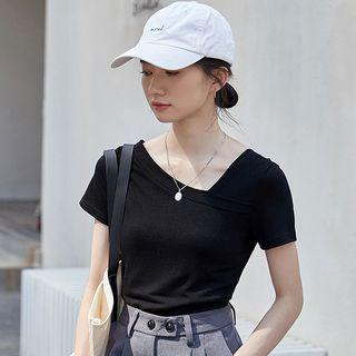 Short-sleeve Irregular Collar T-shirt