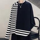 Striped Panel Pullover Black - One Size