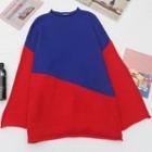 Mock-neck Sweater Blue & Red - One Size