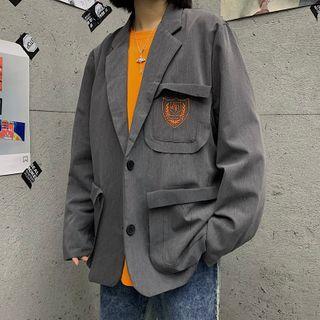 Embroidered Single Breasted Blazer