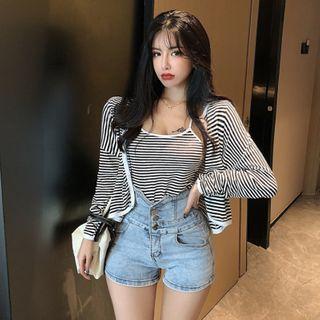 Set: Striped Jacket + Striped Camisole Top Jacket - Stripe - Black & White - One Size / Camisole Top - Black & White - One Size