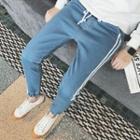 Fleece Lined Striped Slim-fit Jeans