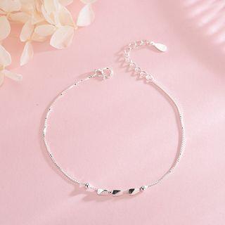 925 Sterling Silver Bead Bracelet Brs084 - Silver - One Size