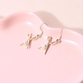 Scissors Faux Pearl Earring