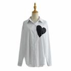 Heart Applique Pinstriped Shirt
