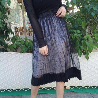 Mesh Overlay Midi Skirt