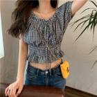 Checked Cropped Top As Shown In Figure - One Size