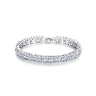 Fashion Bright Geometric Leaf Bracelet With Cubic Zirconia 17cm Silver - One Size
