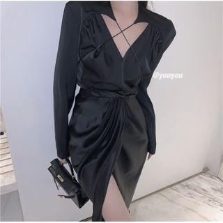 Cross Neck Blouse / A-line Skirt