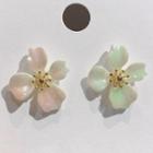 Flower Sterling Silver Ear Stud 1 Pair - White - One Size
