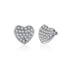 Brilliant Romantic Heart Stud Earrings With Austrian Element Crystal Silver - One Size