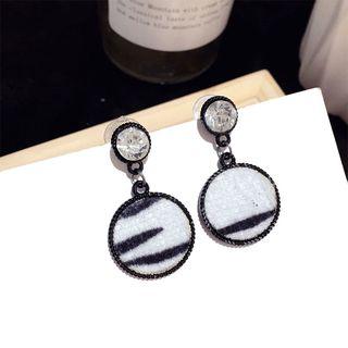 Disc Dangle Earring 1 Pair - Steel Needle - Black - One Size