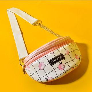 Strawberry Print Belt Bag White - One Size