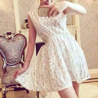 Sleeveless Mini A-line Sequin Dress
