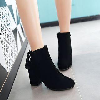 Tasseled Zip Chunky-heel Ankle Boots