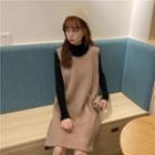 Long-sleeve Knit Top / Pinafore Dress / Crossbody Bag / Set