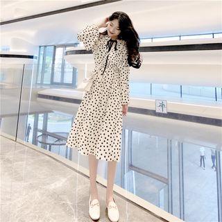 Dot Long-sleeve Slim-fit Dress