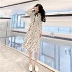 Dot Long-sleeve Slim-fit Dress