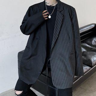 Pinstriped Panel Tie-strap Blazer
