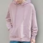 Drawstring Hoodie Purplish Pink - One Size