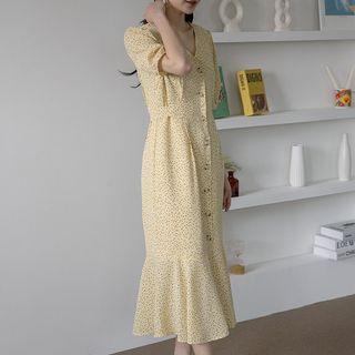 Tie-waist Patterned Long Mermaid Dress