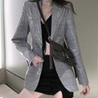 Drawstring Camisole Top / High Waist Mini Skirt / Plaid Sequined Blazer