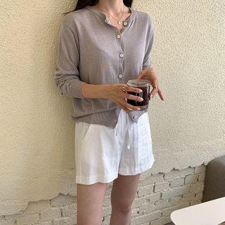 Tie-waist Linen-blend Shorts