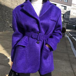 Wool Blend Colored Jacket With Belt