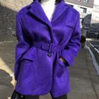 Wool Blend Colored Jacket With Belt