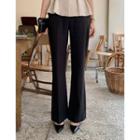 Flat-front Textured Boot-cut Pants