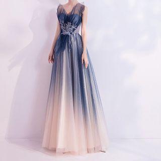 Strapless Embellished Mesh A-line Evening Gown