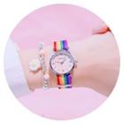 Set: Rainbow Strap Watch + Daisy Bracelet