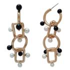 Faux Pearl & Bead Geometric Dangle Earring 1 Pair - Stud Earrings - One Size