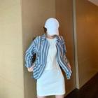 Striped Shirt / Sleeveless Mini Dress