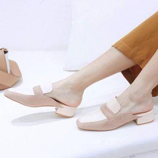 Square-toe Paneled Mules